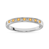 Citrine and Alternate Diamond 1/5 Ct.Tw. Ladies Machine Band in 14K White Gold